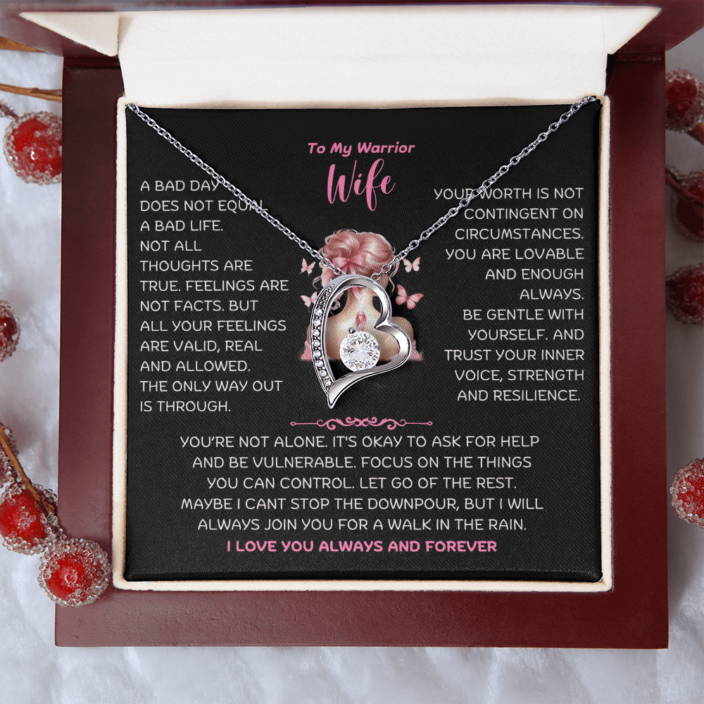 To My Warrior Wife - Cancer Awareness - Forever Love Necklace - JDR029