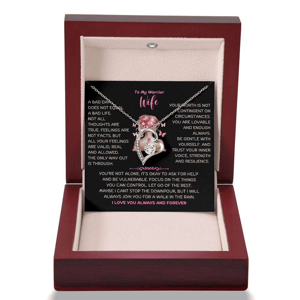 To My Warrior Wife - Cancer Awareness - Forever Love Necklace - JDR029