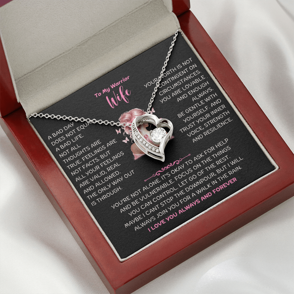 To My Warrior Wife - Cancer Awareness - Forever Love Necklace - JDR029