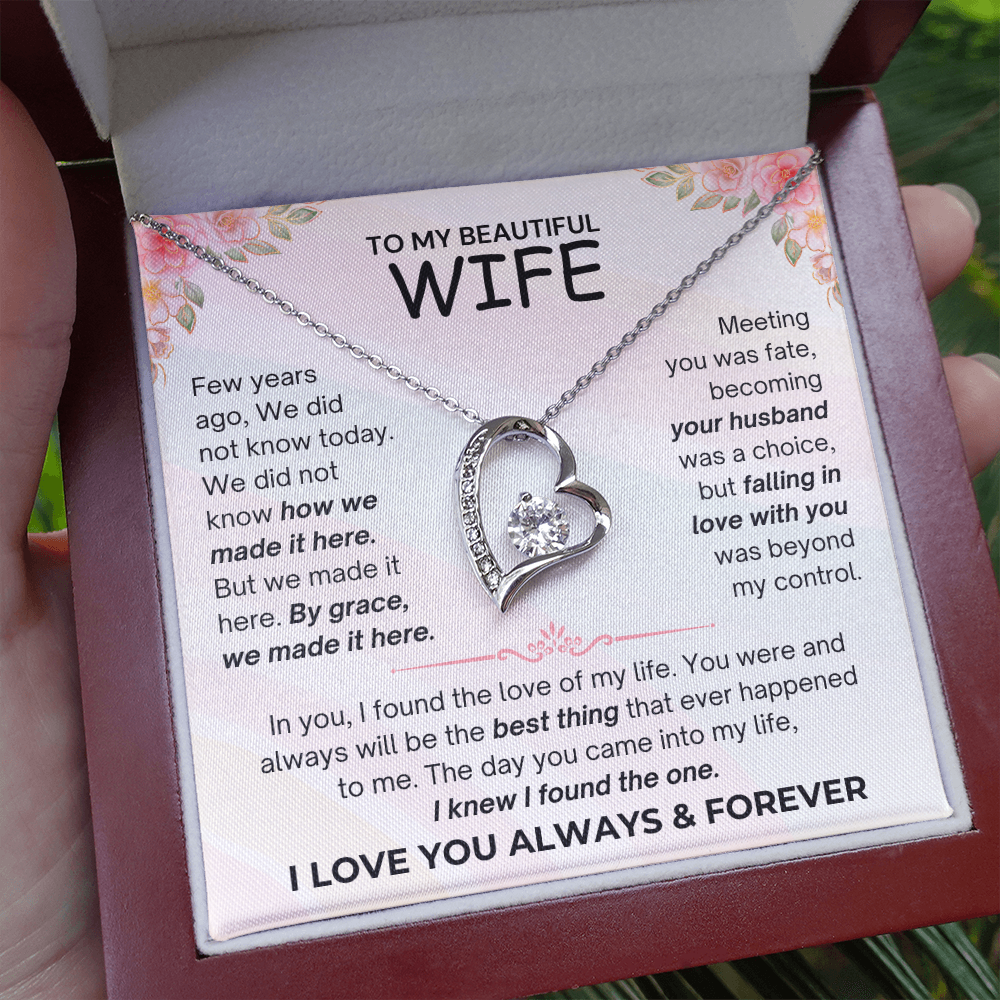 To My Beautiful Wife - I Love You Always & Forever - Forever Love Necklace - JDR035