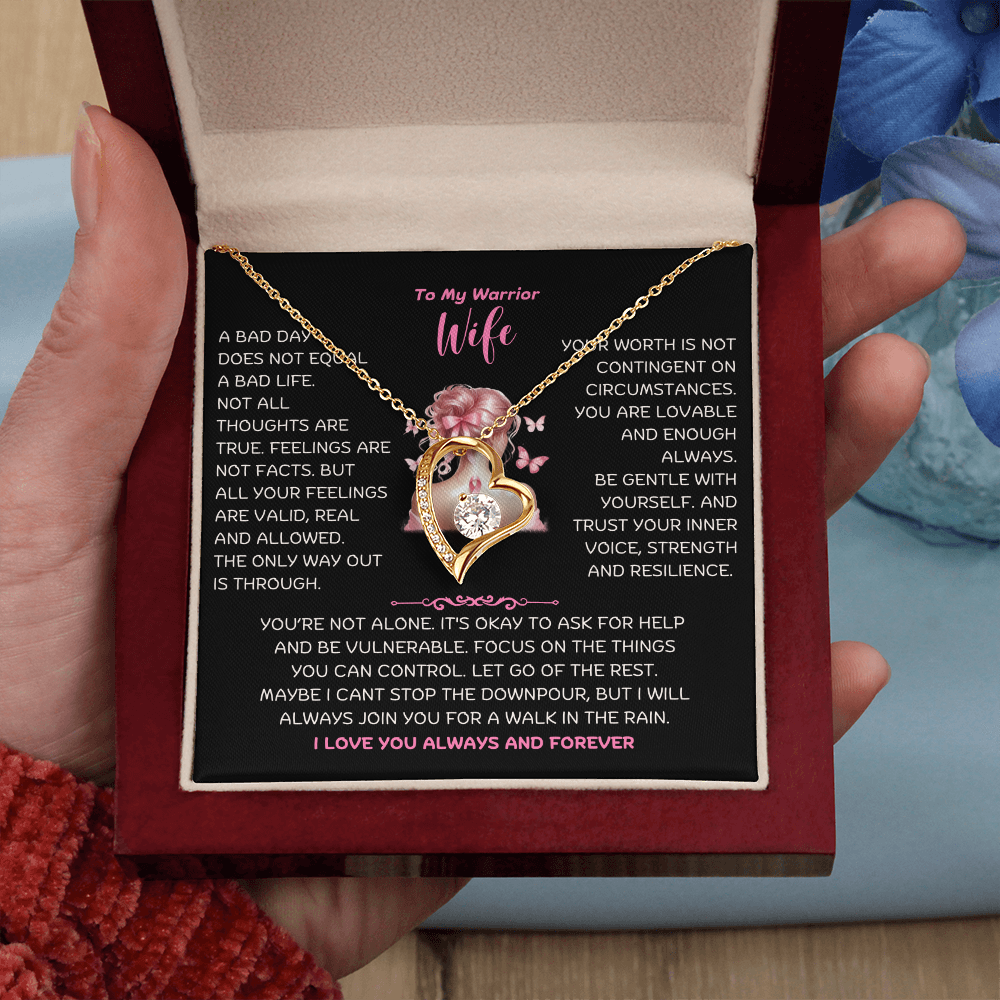 To My Warrior Wife - Cancer Awareness - Forever Love Necklace - JDR029