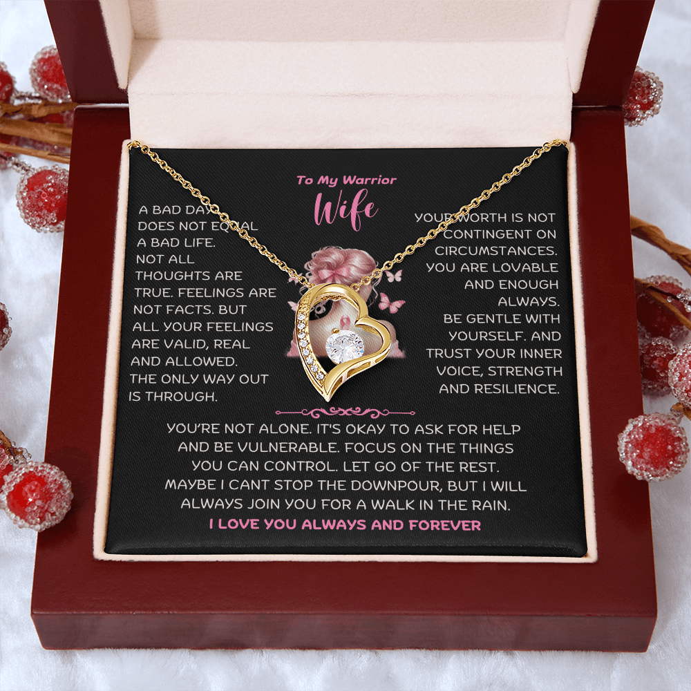 To My Warrior Wife - Cancer Awareness - Forever Love Necklace - JDR029