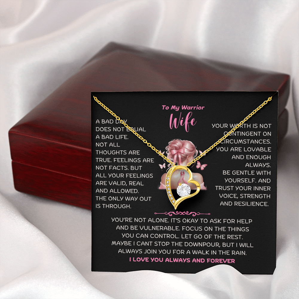 To My Warrior Wife - Cancer Awareness - Forever Love Necklace - JDR029