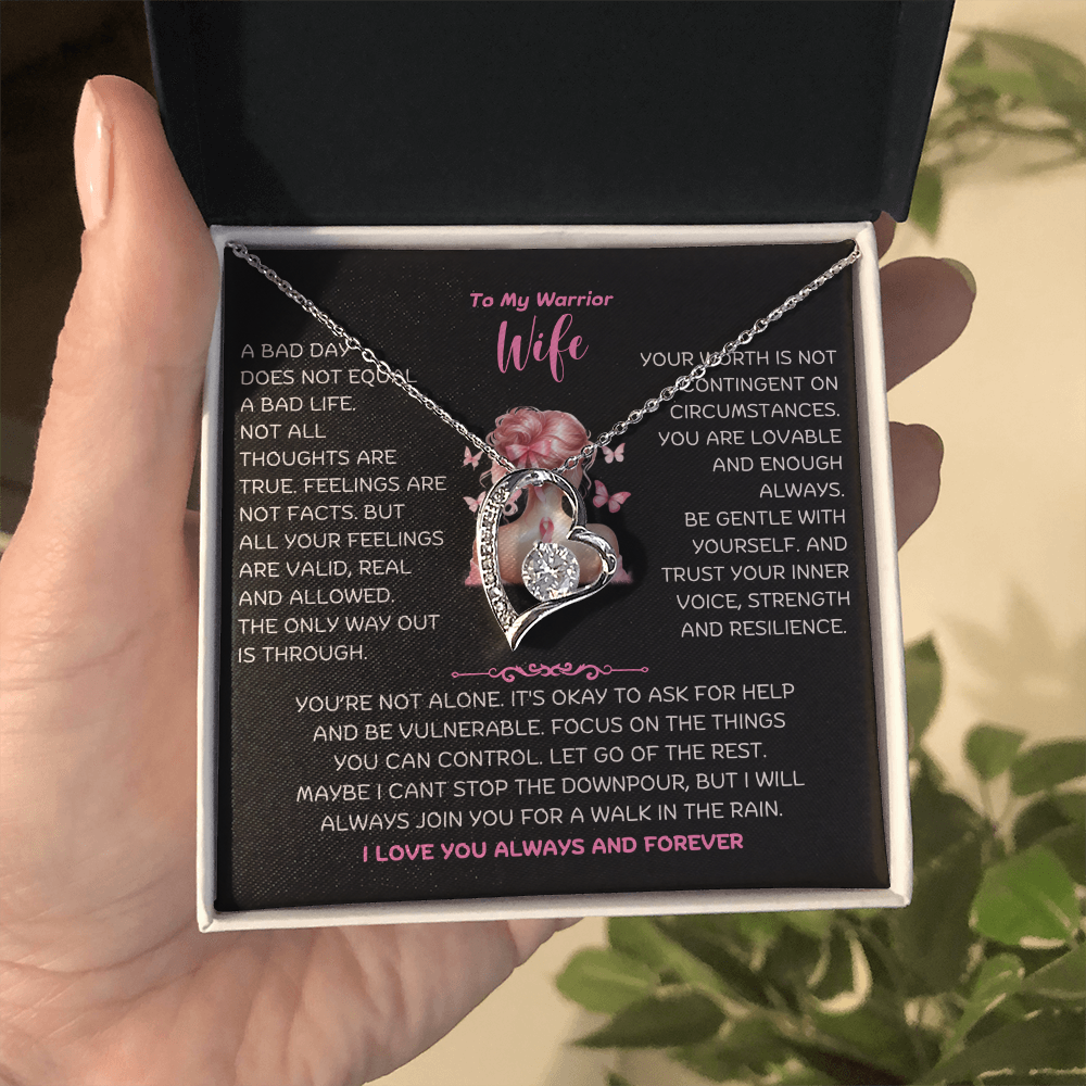 To My Warrior Wife - Cancer Awareness - Forever Love Necklace - JDR029