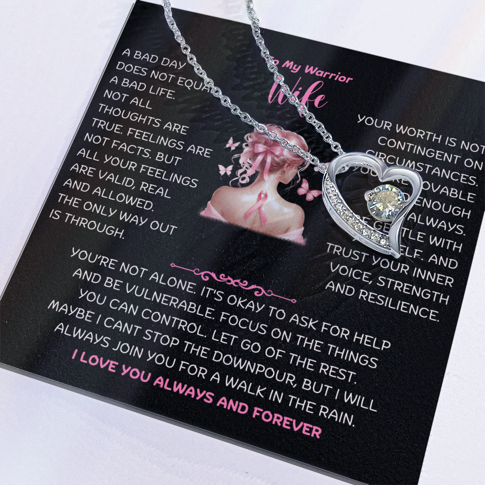 To My Warrior Wife - Cancer Awareness - Forever Love Necklace - JDR029