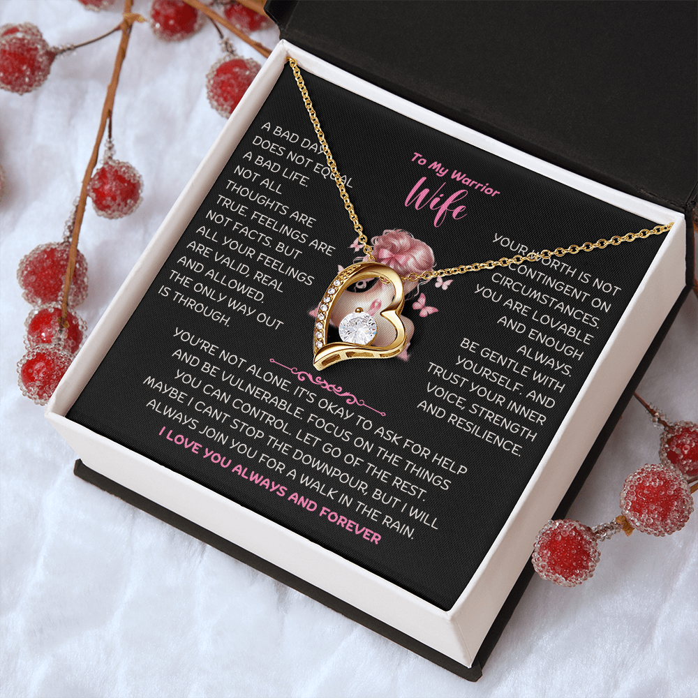 To My Warrior Wife - Cancer Awareness - Forever Love Necklace - JDR029