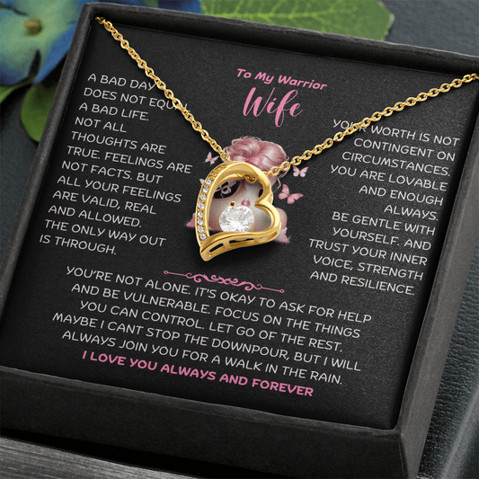 To My Warrior Wife - Cancer Awareness - Forever Love Necklace - JDR029