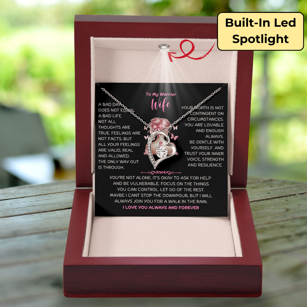 To My Warrior Wife - Cancer Awareness - Forever Love Necklace - JDR029